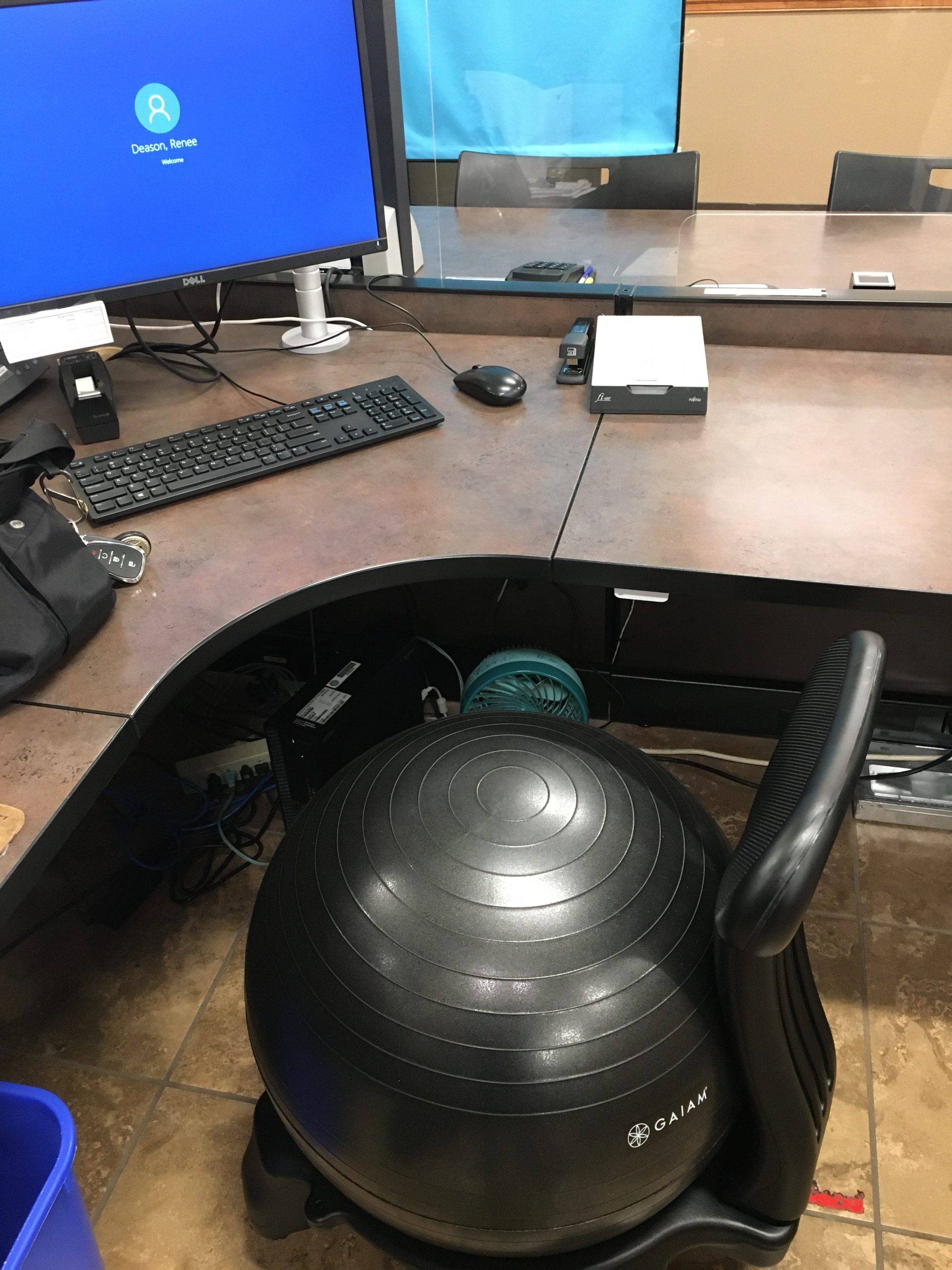 Gaiam 610-6002RTL Balance Ball Chair - Classic Yoga Ball Chair with 52cm Stability Ball, Pump & Exercise Guide for Home or Office, Black customer photo 2