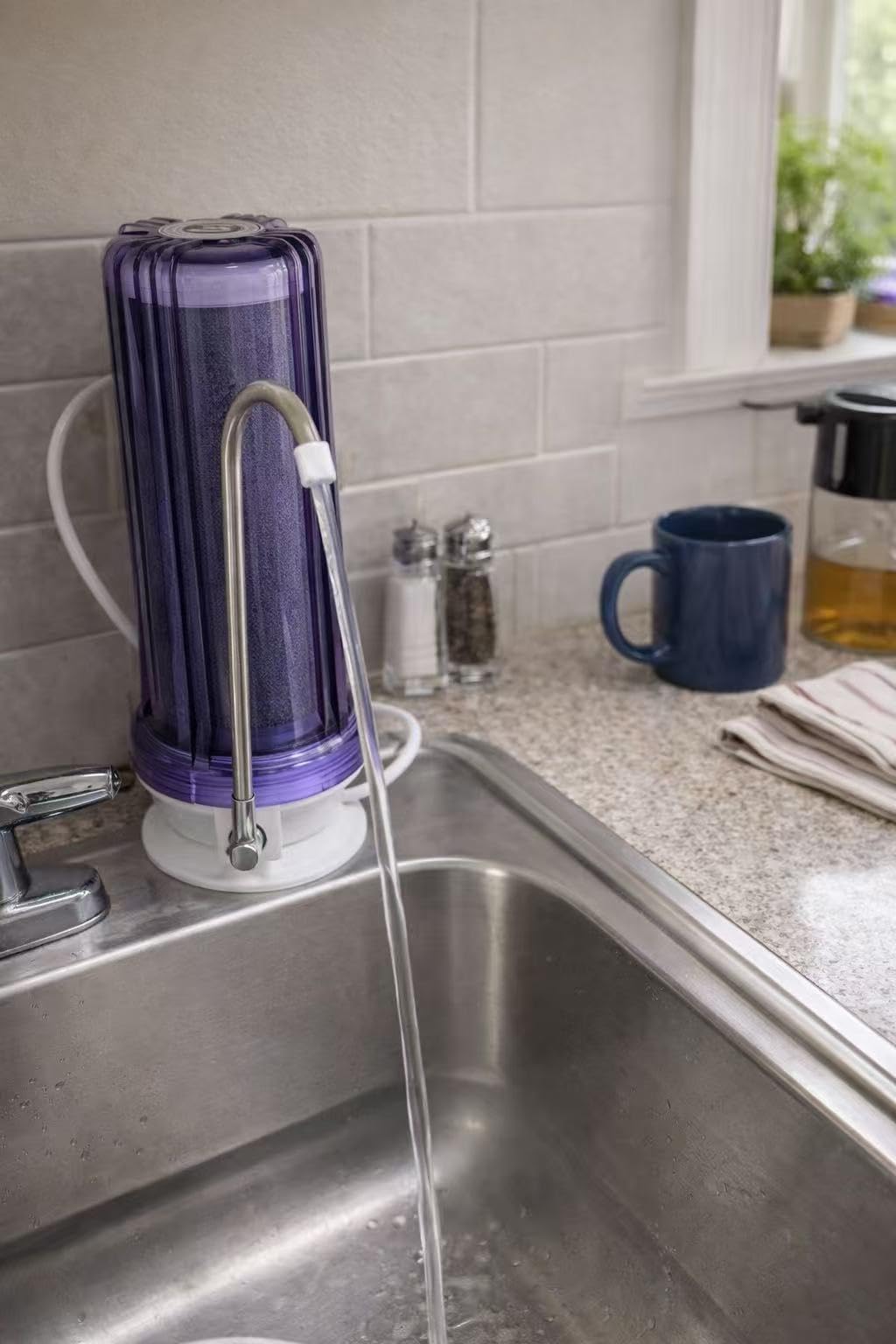 iSpring CKC2 2-Stage Countertop Water Filter, NSF/ANSI 58 Certified, Reduces PFAS, Chlorine, Sediment & Odor, 8000 Gallons, Up to 12 Months, Easy Installation, 2.5