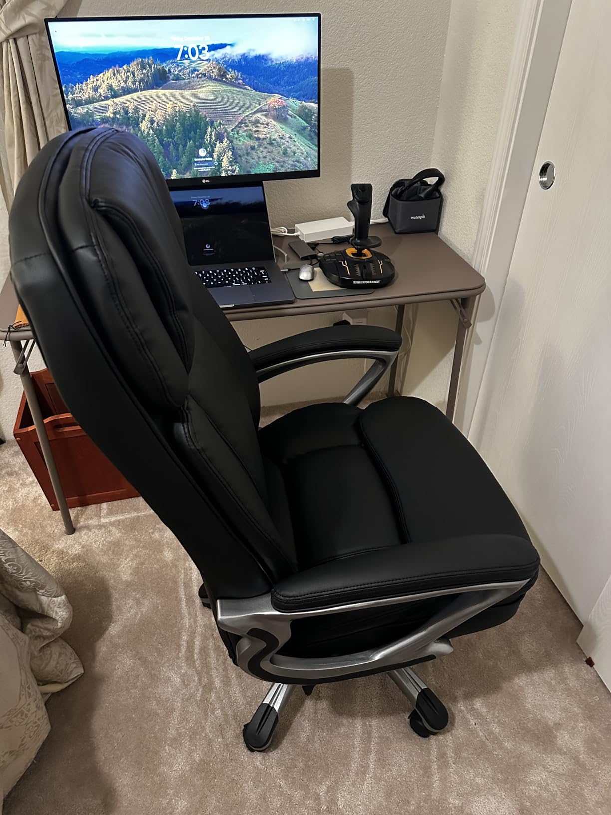 Serta Fairbanks Big and Tall Executive Office Chair - Ergonomic High Back Computer Desk Chair with Lumbar Support, Memory Foam Seat Cushion, Padded Armrests, Bonded Leather, 350 lb Capacity - Black customer photo 2