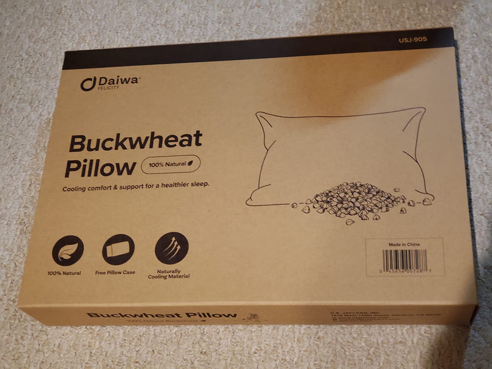 Daiwa Felicity Organic Buckwheat Pillow for Sleeping with Pillow Case - Sobakawa Japanese Hull Pillows with Premium Buckwheat Hulls - Cooling & Breathable with Neck Support for Any Sleeping Position customer photo 1