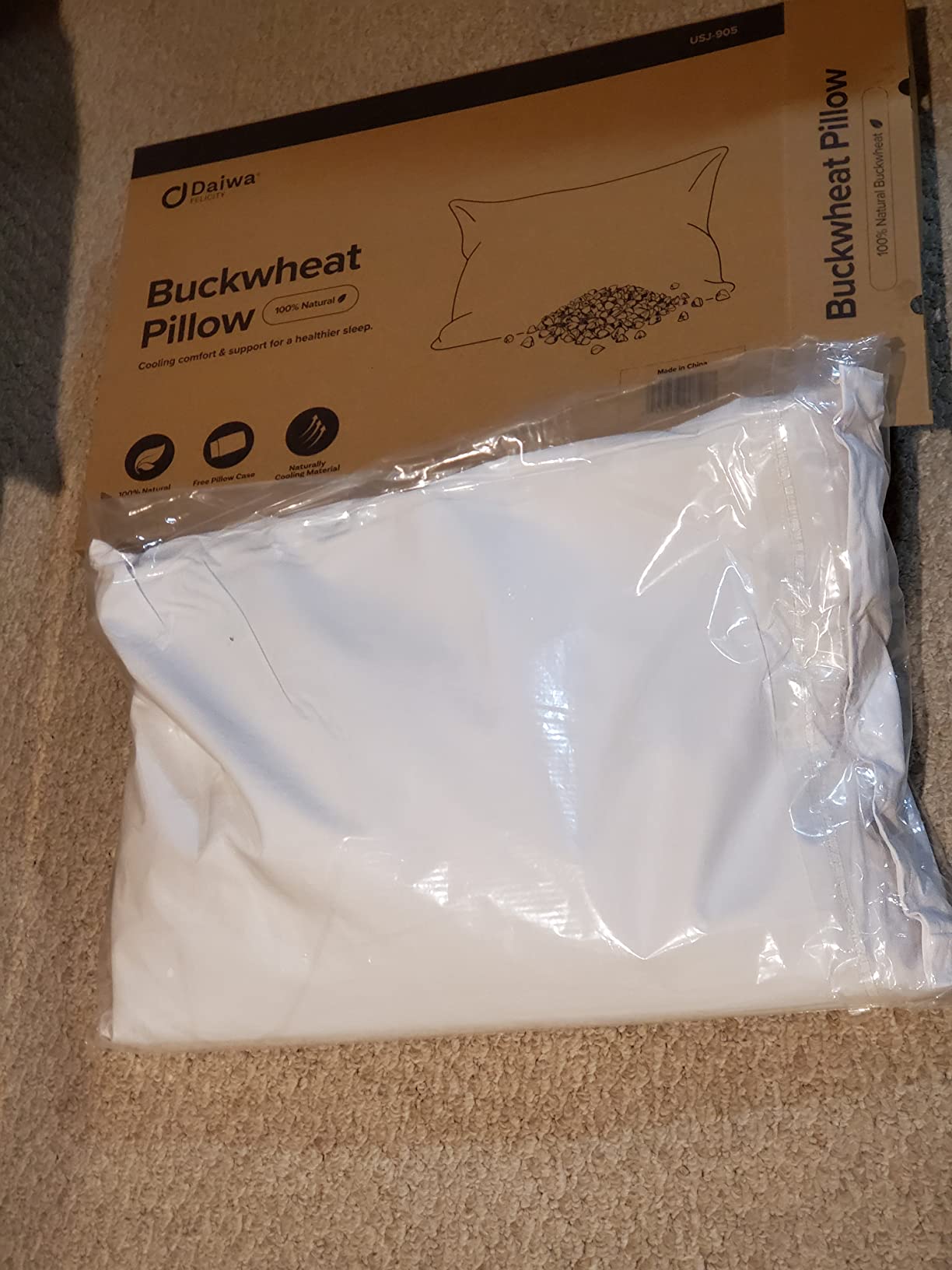 Daiwa Felicity Organic Buckwheat Pillow for Sleeping with Pillow Case - Sobakawa Japanese Hull Pillows with Premium Buckwheat Hulls - Cooling & Breathable with Neck Support for Any Sleeping Position customer photo 2