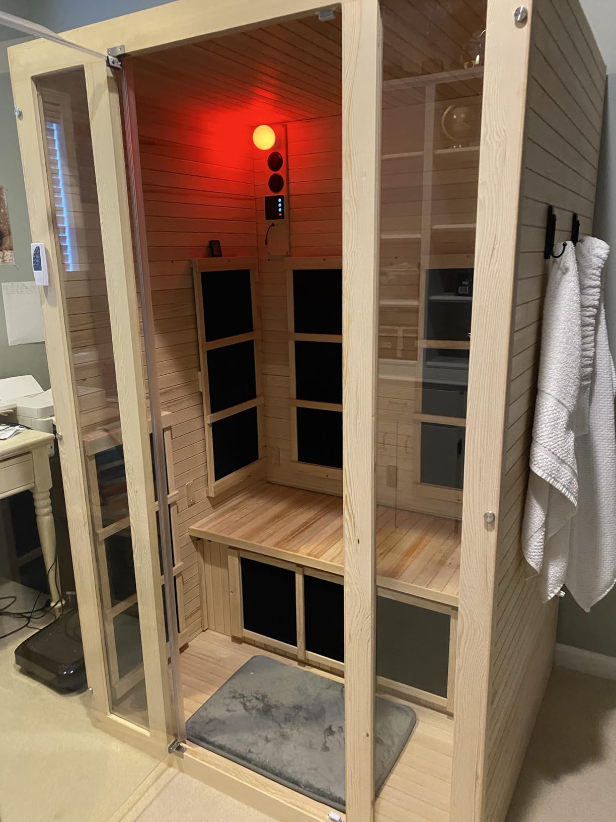 JNH Lifestyles Joyous 2-Person Low EMF FAR Infrared Sauna with Chromotherapy Light for Home Indoor Spa Use - 7 Carbon Fiber Heaters, Canadian Hemlock Wood customer photo 1