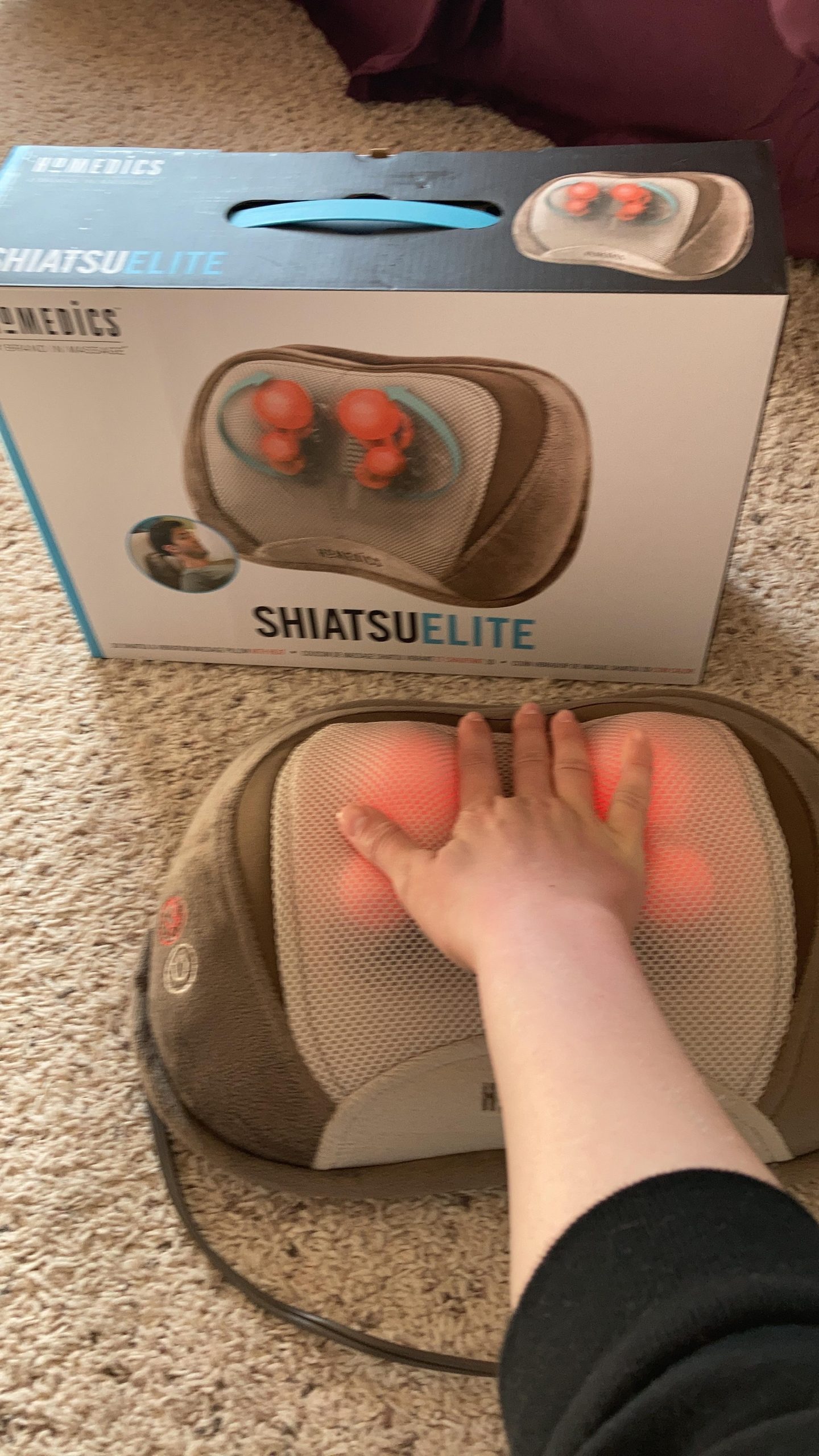 Homedics Shiatsu Back Massager with Heat, 3D Deep Tissue Massage Pillow for Neck & Shoulders, Electric Kneading Lumbar Massager Cushion for Upper & Lower Back Pain Relief, Portable Home Office Travel customer photo 2