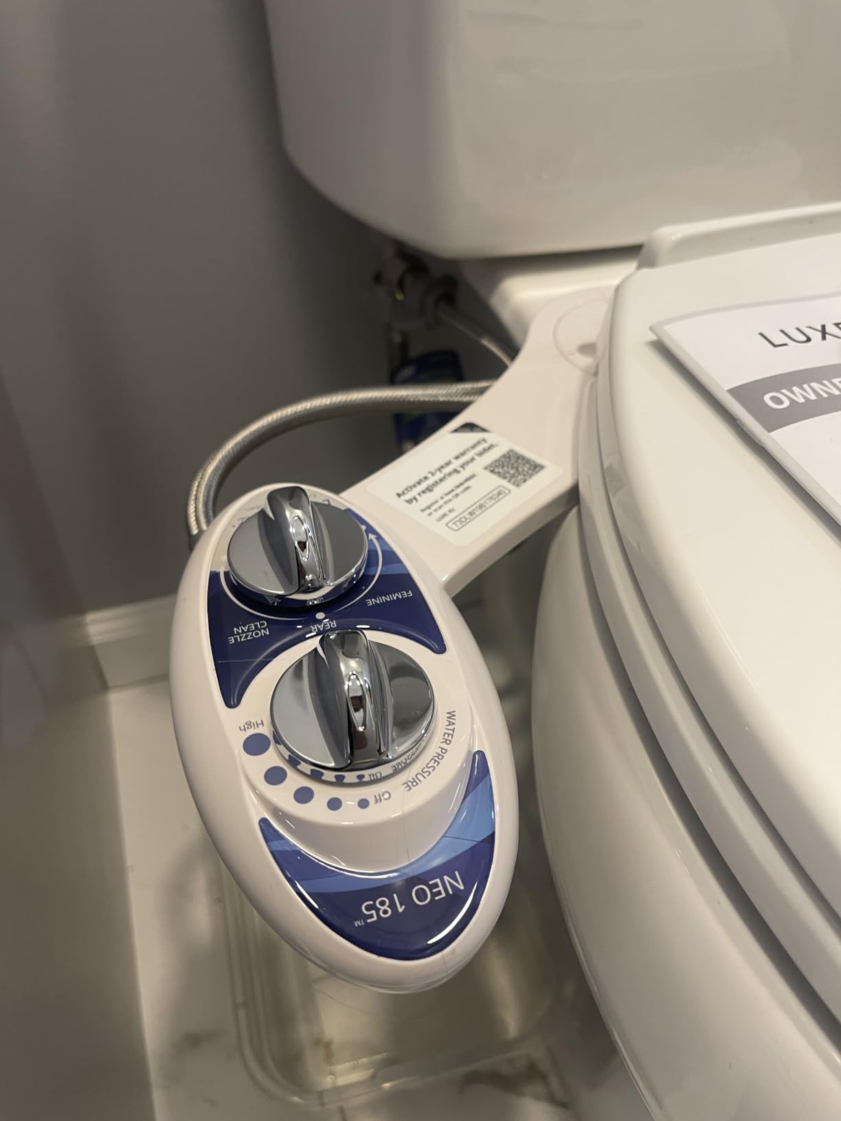 LUXE Bidet NEO 185 - Dual Nozzle, Self-Cleaning, Non-Electric Bidet Attachment for Toilet Seat, Adjustable Water Pressure, Rear & Feminine Wash (White) customer photo 2