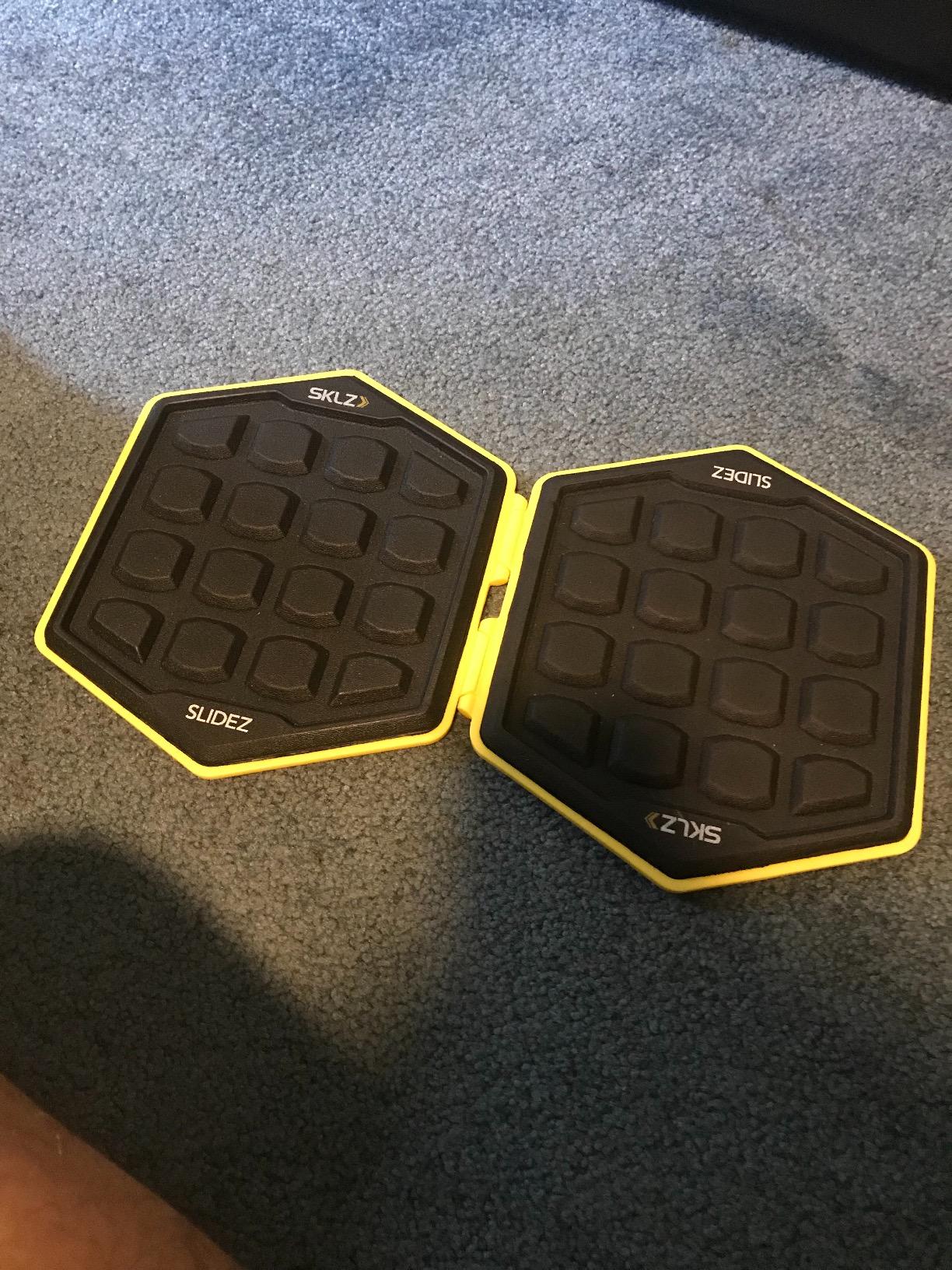 SKLZ Slidez Dual-Sided Exercise Glider Discs for Core Stability Exercises for Hands & Feet, Standard Use, Yellow customer photo 1