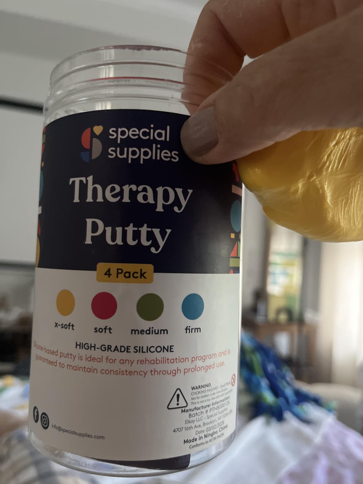 Special Supplies Therapy Putty for Teens and Adults - Resistive Hand Exercise Stress Relief Therapy Putty Kit, Set of 4 Strengths, Three Ounces of Each Putty (Primary Colors) customer photo 1