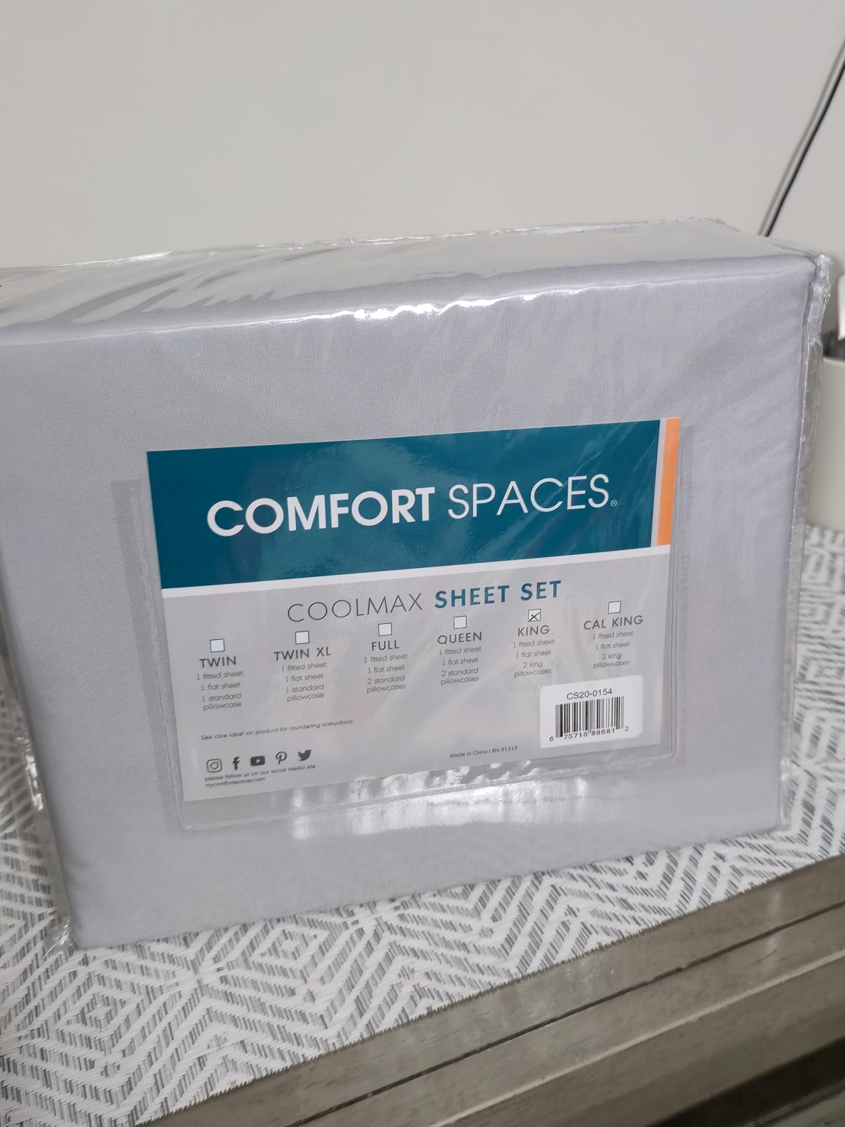 Comfort Spaces Coolmax Moisture Wicking Sheet Set Soft, Fade Resistant, All Elastic Deep Pocket Fits Up to 16