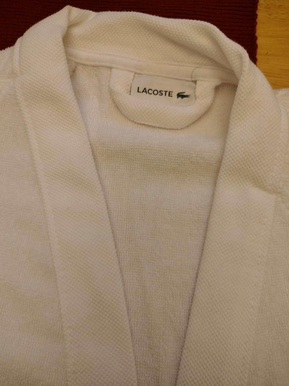 Lacoste Classic Pique Bath Robe, 100% Soft Cotton Terry, Unisex Adult Bathrobe, Absorbent & Quick Drying, One Size Fits Most customer photo 2