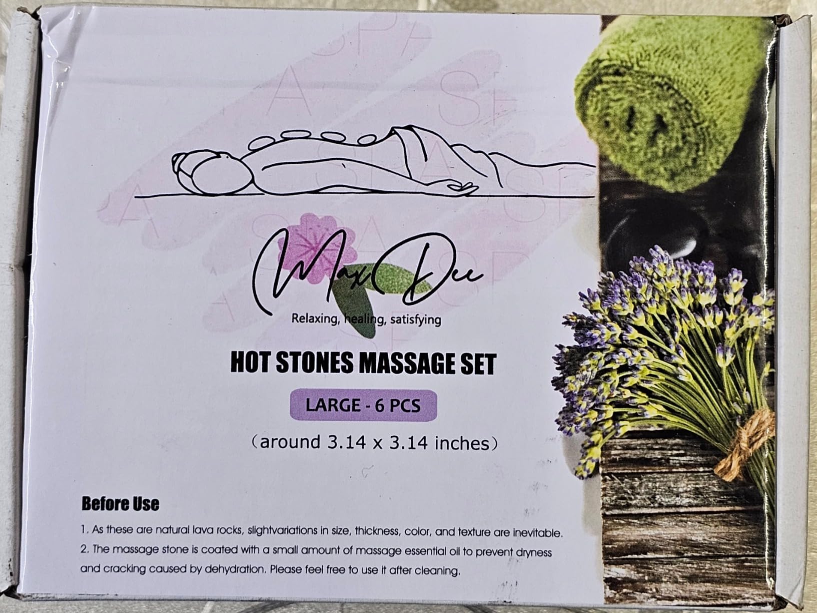 Maxdee Massage Stones Essential Hot Stones for Massage, 6 Medium Hot Stones Massage Kit Hot Rocks Massage Stones for Professional or Home Spa, Foot Heater, Relaxing, Healing, Pain Relief customer photo 2