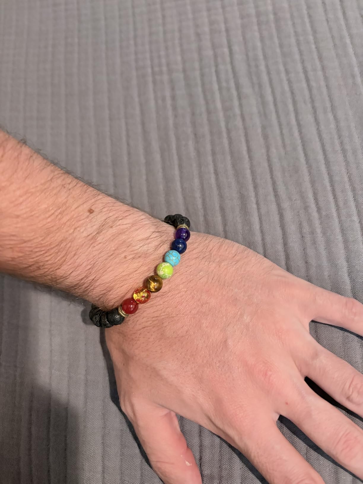 Men Women 8mm Lava Rock Beads Chakra Bracelet customer photo 1