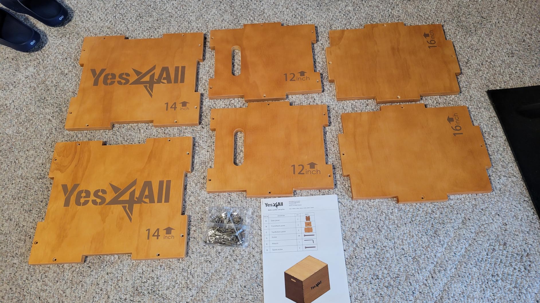 Yes4All Plyo Box, 3-in-1 Wooden Box Jump for Home Gym, Lunges, Squats, Dips customer photo 1