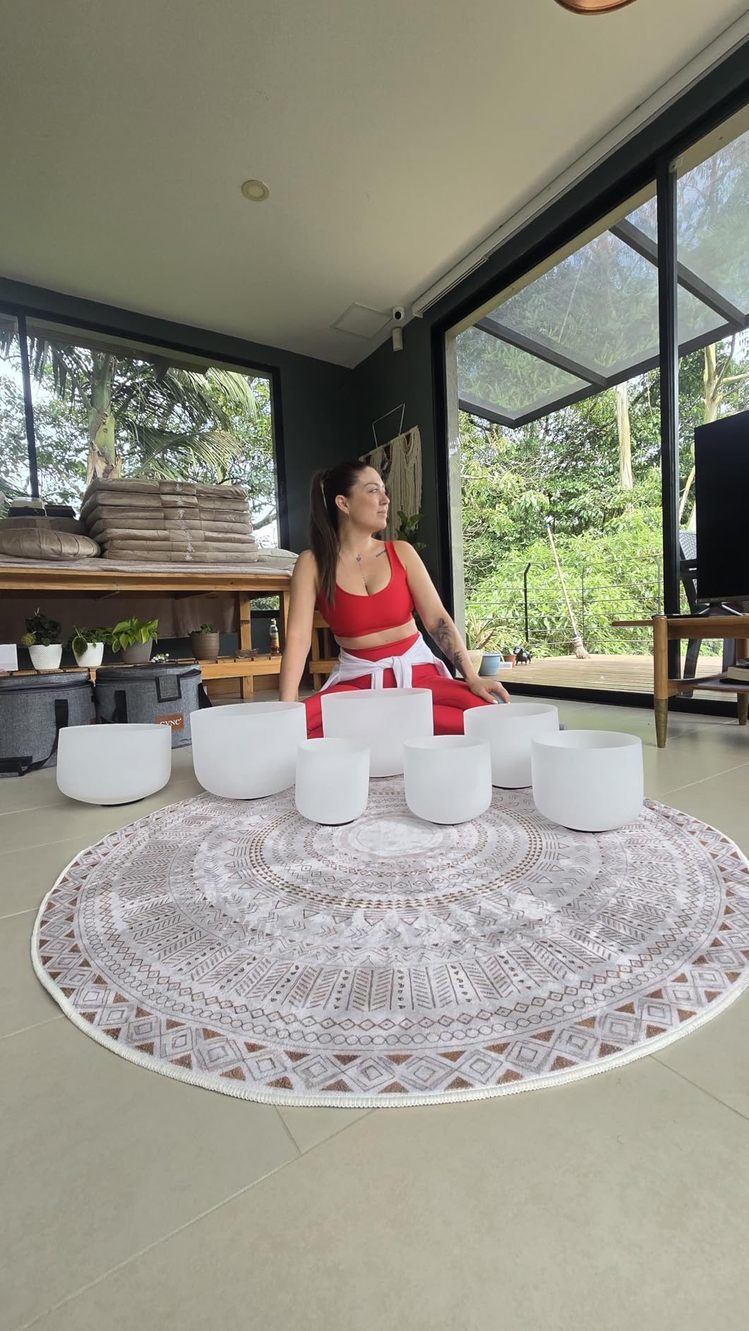 CVNC 432HZ 6-12 Inch Set Of 7 PCS Frosted Chakra Quartz Crystal Singing Bowls for Sound Healing with 2 PCS Travel Carry Case Bag customer photo 1