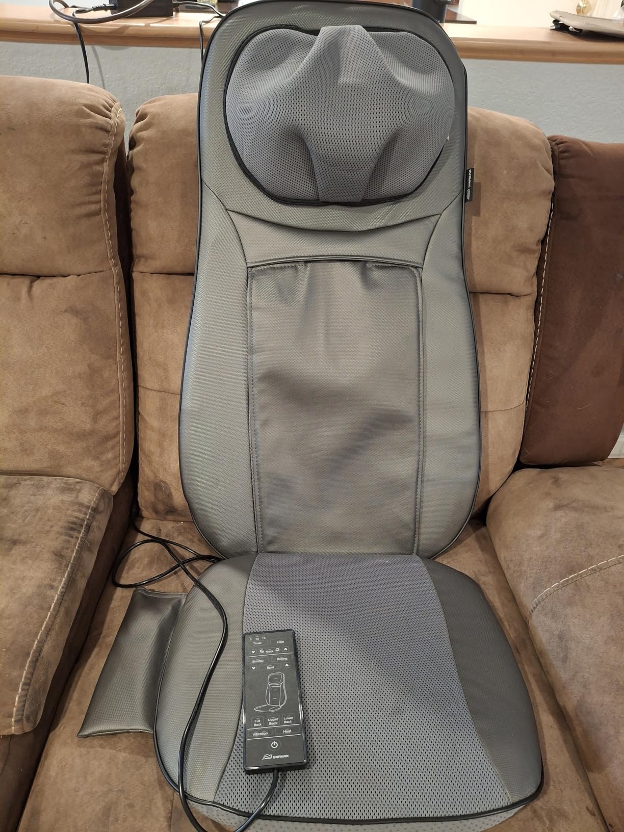 Snailax Shiatsu Neck & Back Massager with Heat, Full Back Kneading Shiatsu or Rolling Massage, Massage Chair pad with Height Adjustment, Back Massager for Neck and Shoulder customer photo 2