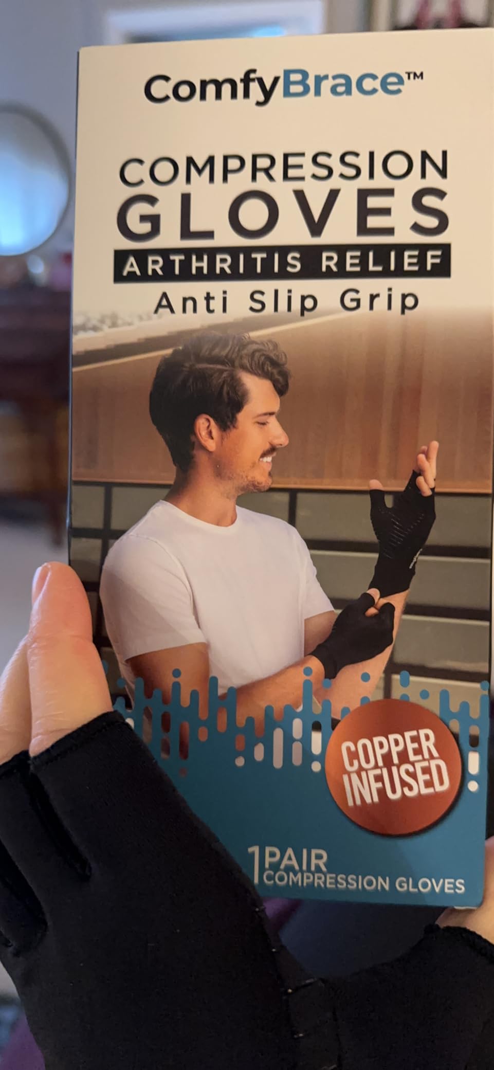 ComfyBrace Copper Infused Compression Arthritis Gloves for Hand & Finger Relief from Pain/Swelling caused by Rheumatoid Arthritis, Carpal Tunnel, Tendonitis and Poor Circulation, Fits Men & Women customer photo 2