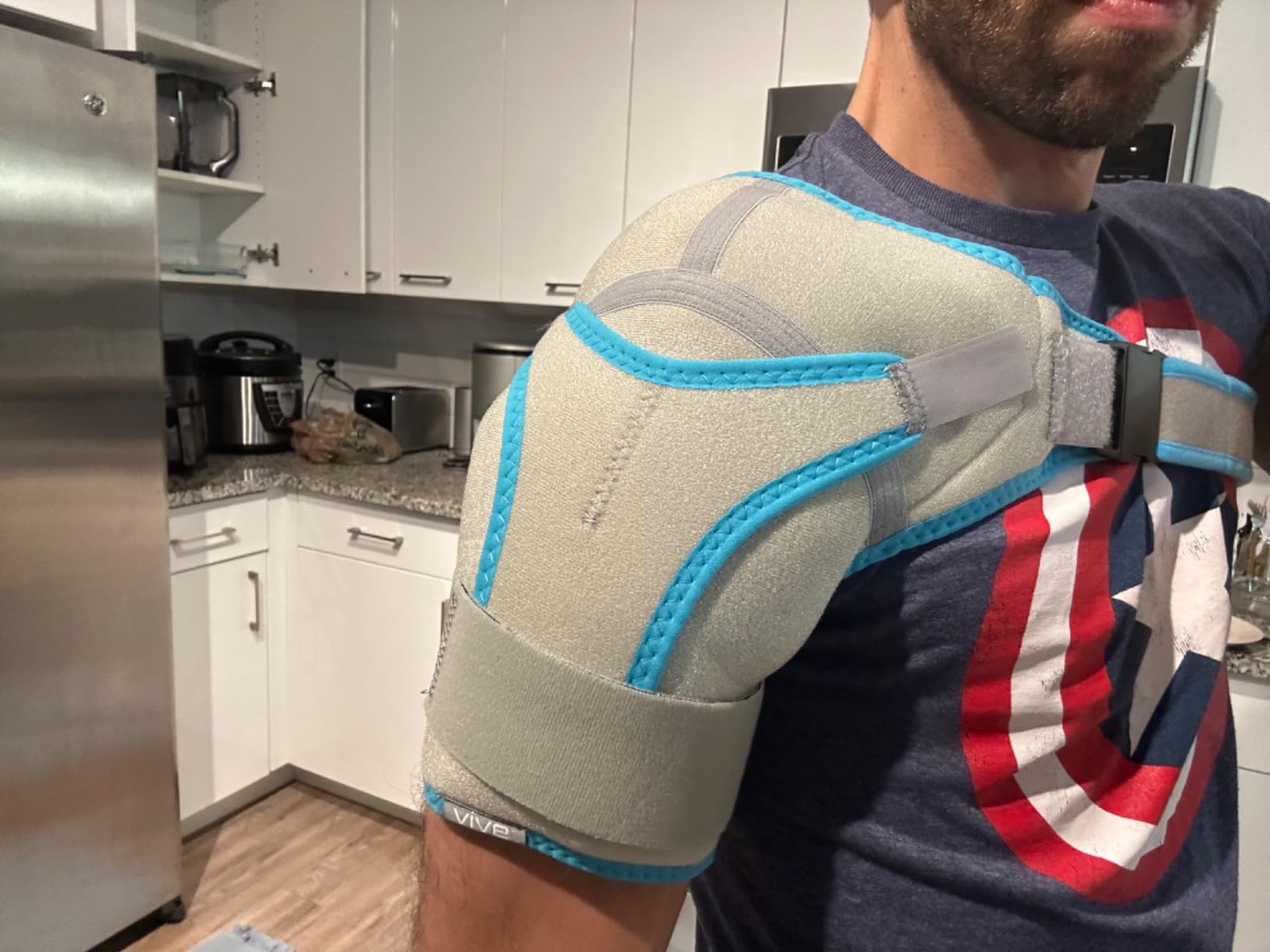 Arctic Flex Shoulder Ice Pack Brace - Cold Reusable Cool Gel Wrap, Hot Therapy - Immobilizer Compression Stability Support for Tendonitis, Dislocated Joint, Left and Right Rotator Cuff Arm Pain Relief customer photo 2