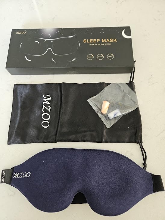 MZOO Luxury Sleep Eye Mask for Side Sleeper Men Women, Zero Eye Pressure 3D Sleeping Mask, Light Blocking Patented Design Night Blindfold, Soft Eye Shade Cover for Travel, Black customer photo 2