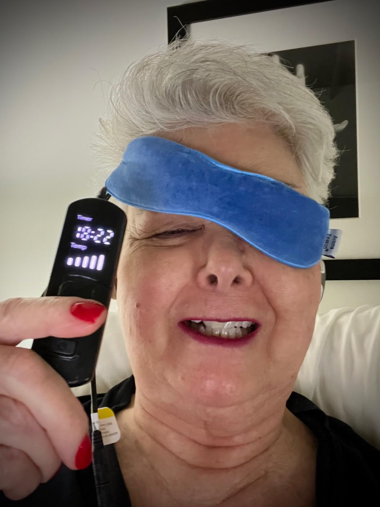 Aroma Season Heated Eye Mask for Dry Eyes, Warm Eye Compress with Flaxseed for MGD, Dry Eye Syndrome, Chalazion Blepharitis Stye Eye Treatment, Steam Moist to Unclog Glands (Blue) customer photo 2