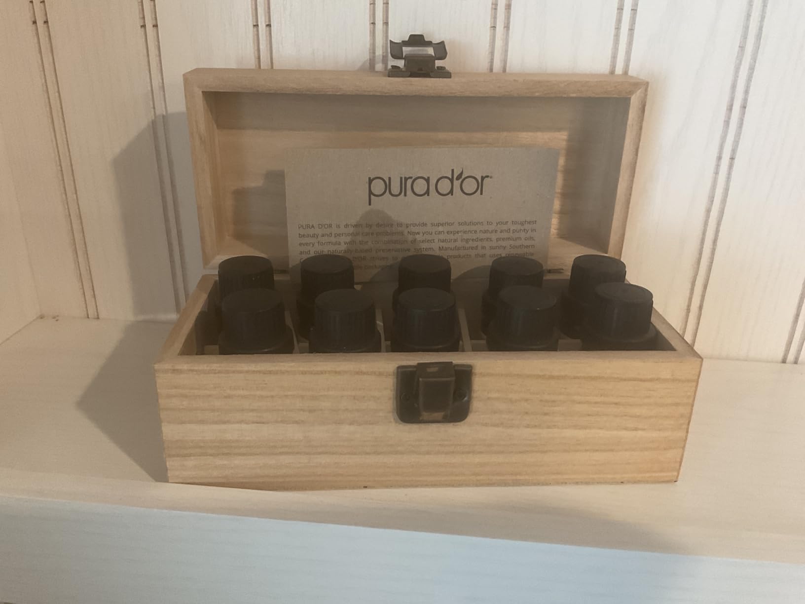 PURA D'OR Organic Perfect10 Essential Oils Set - 10x 10mL Wood Box Aromatherapy Gift Set - 100% Pure Therapeutic Grade for Relaxation and Wellness (Lavender, Peppermint, Eucalyptus, Tea Tree & More) customer photo 1