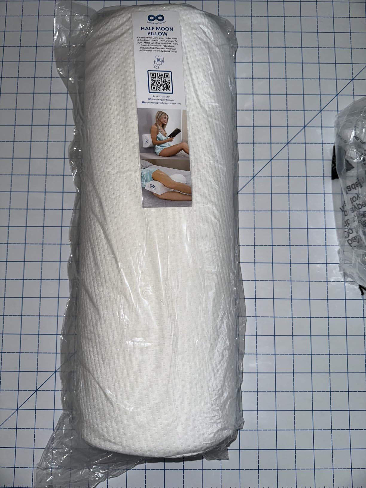Everlasting Comfort Under Knee Pillow for Back Sleeping - Memory Foam Half Moon Leg Bolster Pillow for Back Pain, Thoracic Support customer photo 1