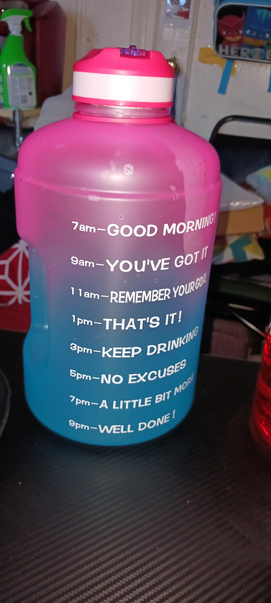 QuiFit Motivational Gallon Water Bottle - with Straw & Time Marker BPA Free Large Reusable Sport Water Jug with Handle for Fitness Outdoor Enthusiasts Leak-Proof customer photo 1