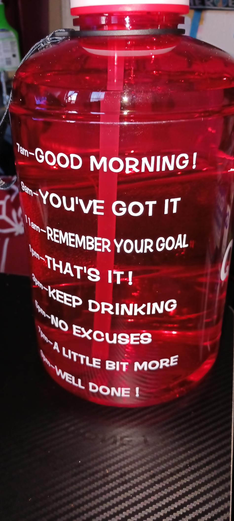 QuiFit Motivational Gallon Water Bottle - with Straw & Time Marker BPA Free Large Reusable Sport Water Jug with Handle for Fitness Outdoor Enthusiasts Leak-Proof customer photo 2
