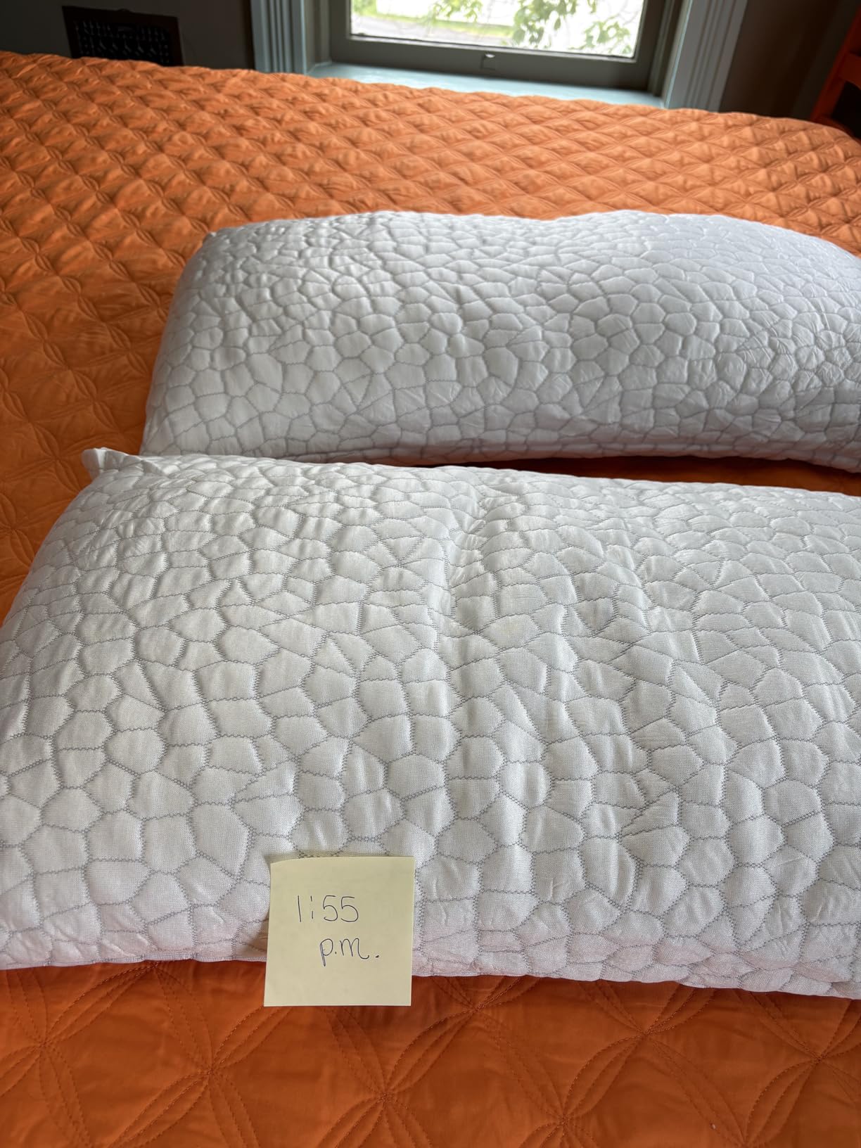 QUTOOL Cooling Pillow for Sleeping, CertiPUR-US Shredded Memory Foam Queen Pillows Set of 2, Cool Pillow for Hot Sleepers Adjustable Firm Pillow for Side, Back, Stomach Sleepers Soft Yet Support, White customer photo 1