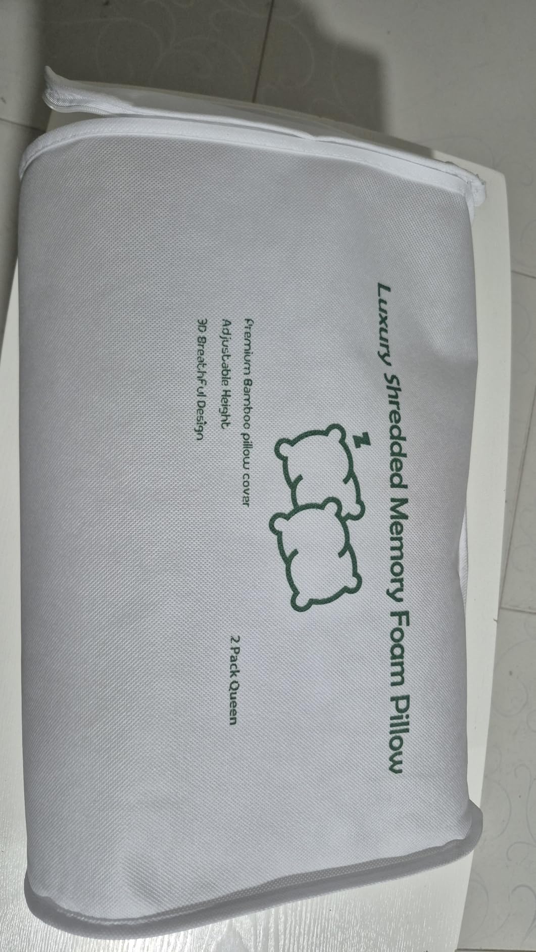 SUPA MODERN Cooling Pillow Queen Size Set of 2, CertiPUR-US Shredded Memory Foam Pillows for Sleeping, Cool Bed Pillows for Hot Sleepers, Adjustable Firm Pillow for Side,Back,Stomach Sleepers customer photo 2