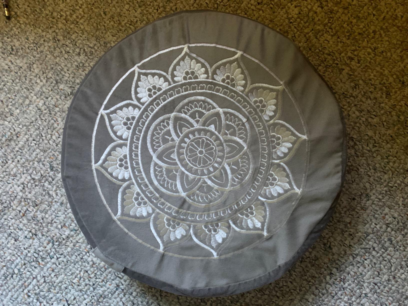 Florensi Meditation Cushion Velvet Floor Pillow with Buckwheat Fill | Buckwheat-filled meditation cushion with soft velvet cover for supportive seating during meditation and yoga customer photo 2