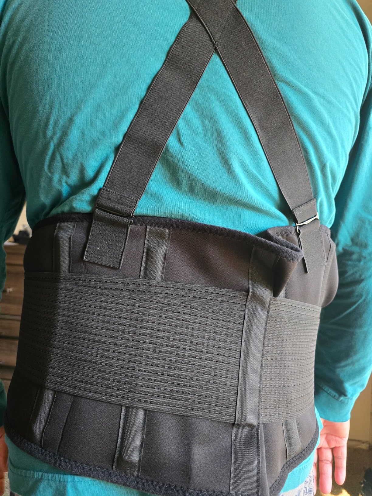 Back Brace for Men Lower Back Heavy Lifting with Suspenders, Back Support Belt for Work, Lower Back Brace with Lumbar Support for Back Pain Relief, Construction Warehouse Moving Belt, Size L customer photo 1