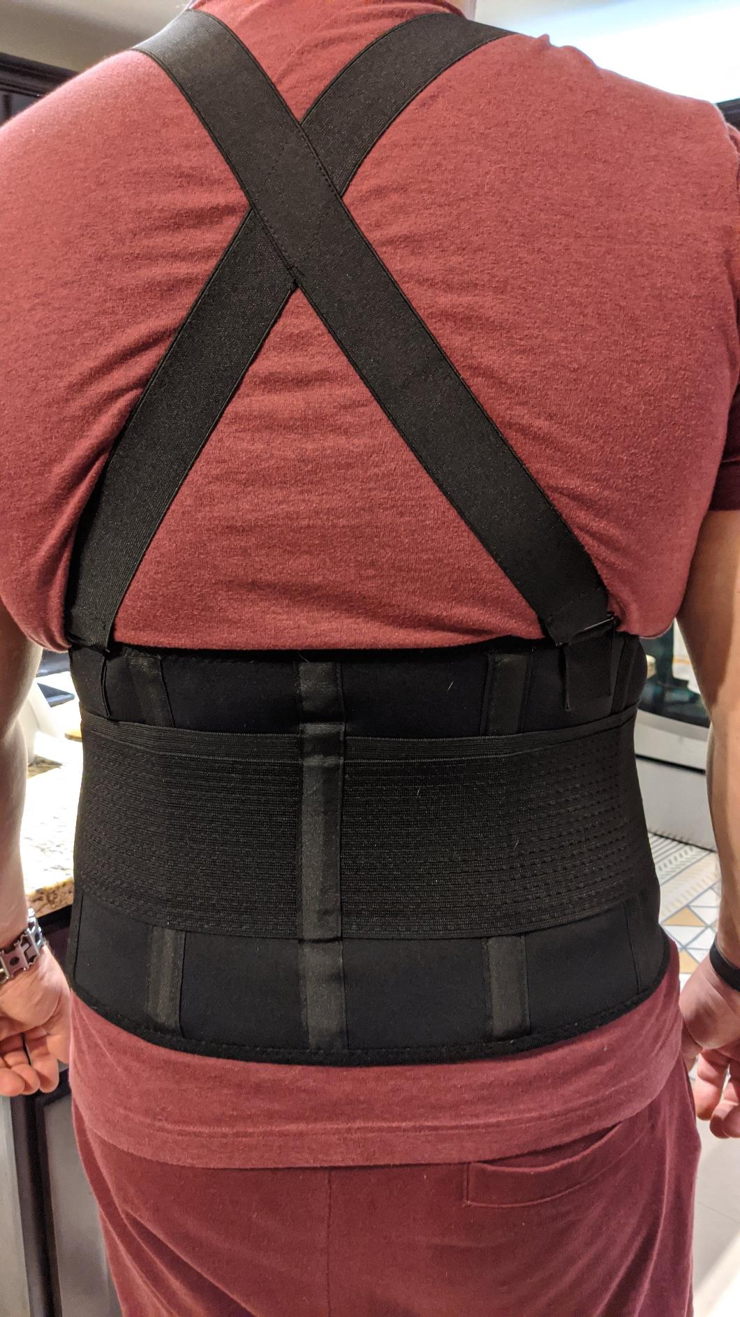 Back Brace for Men Lower Back Heavy Lifting with Suspenders, Back Support Belt for Work, Lower Back Brace with Lumbar Support for Back Pain Relief, Construction Warehouse Moving Belt, Size L customer photo 2