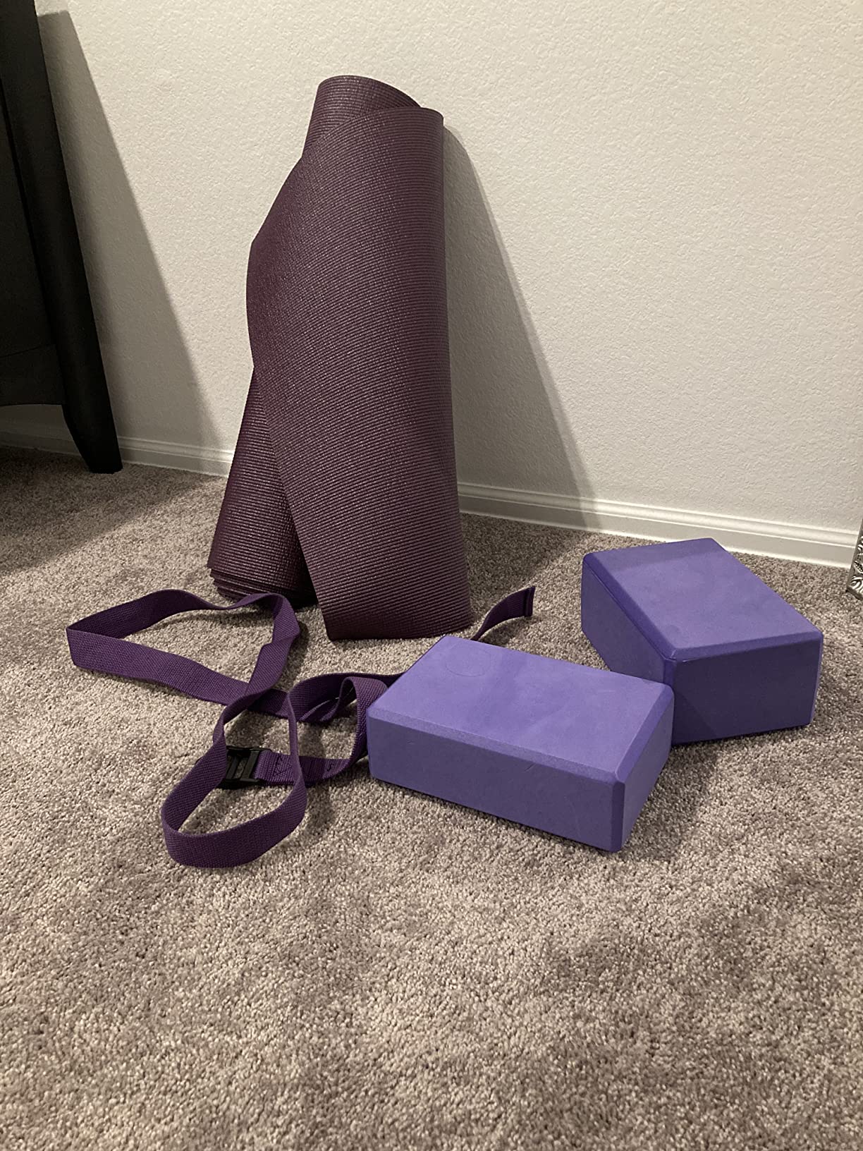 Body Sport 4-Piece Yoga Kit, (1) 72 in. x 1/4 in. Fitness Mat, (2) Blue Blocks, (1) 6 ft. Exercise Strap - Beginner Set for Home Fitness & Gym Workouts customer photo 1