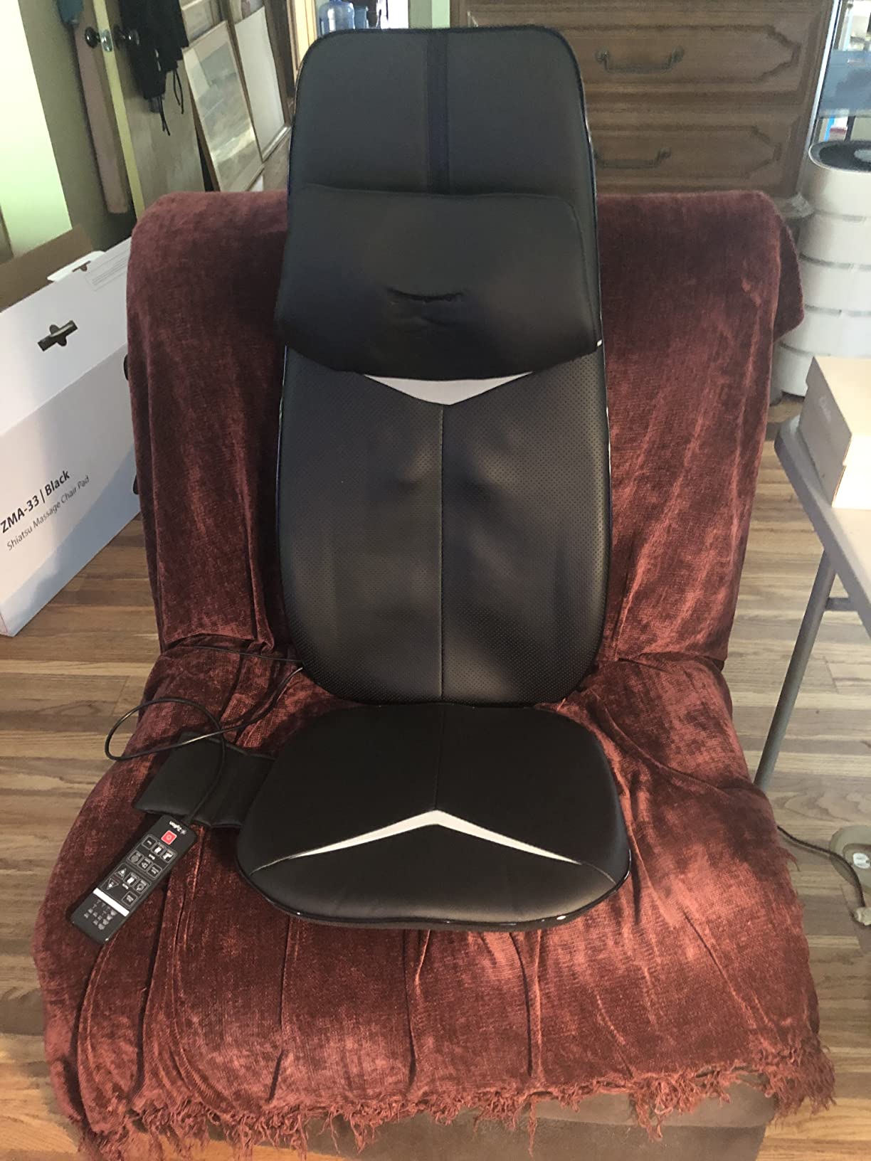 Zyllion ZMA-33 Shiatsu Neck and Back Massager Pad for Chair with Heat | 3D Electric, Full Body, Deep Tissue Kneading, Massage Cushion, Muscle Pain Relief, Seat Vibration, Remote Control, Black customer photo 2