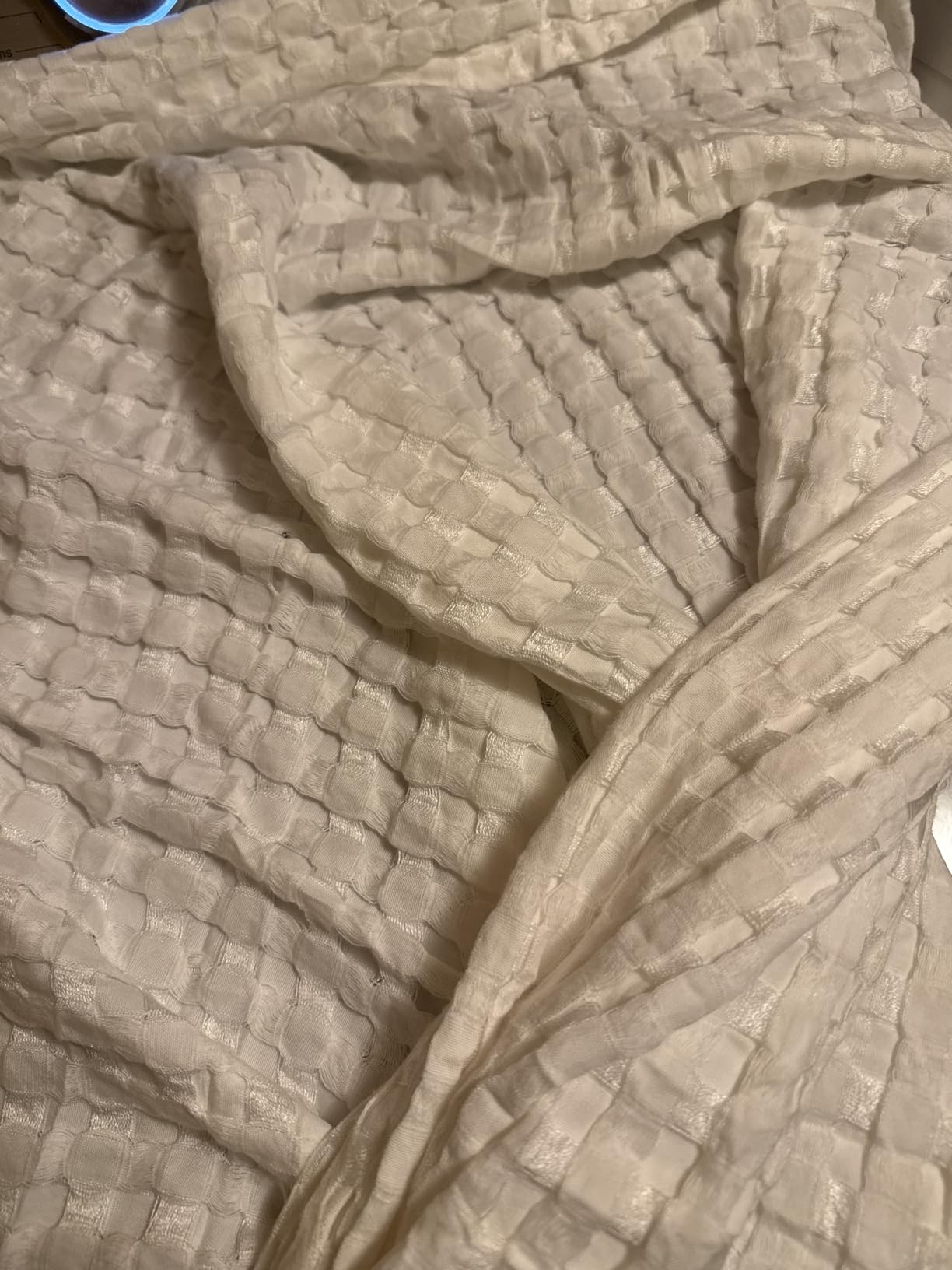 Bedsure Cooling Waffle Queen Size Blanket - Lightweight Cotton Summer Blanket of Rayon Derived from Bamboo for Hot Sleepers, Luxury Throws for Bed, Couch and Sofa, Ivory, 90x90 Inches customer photo 1