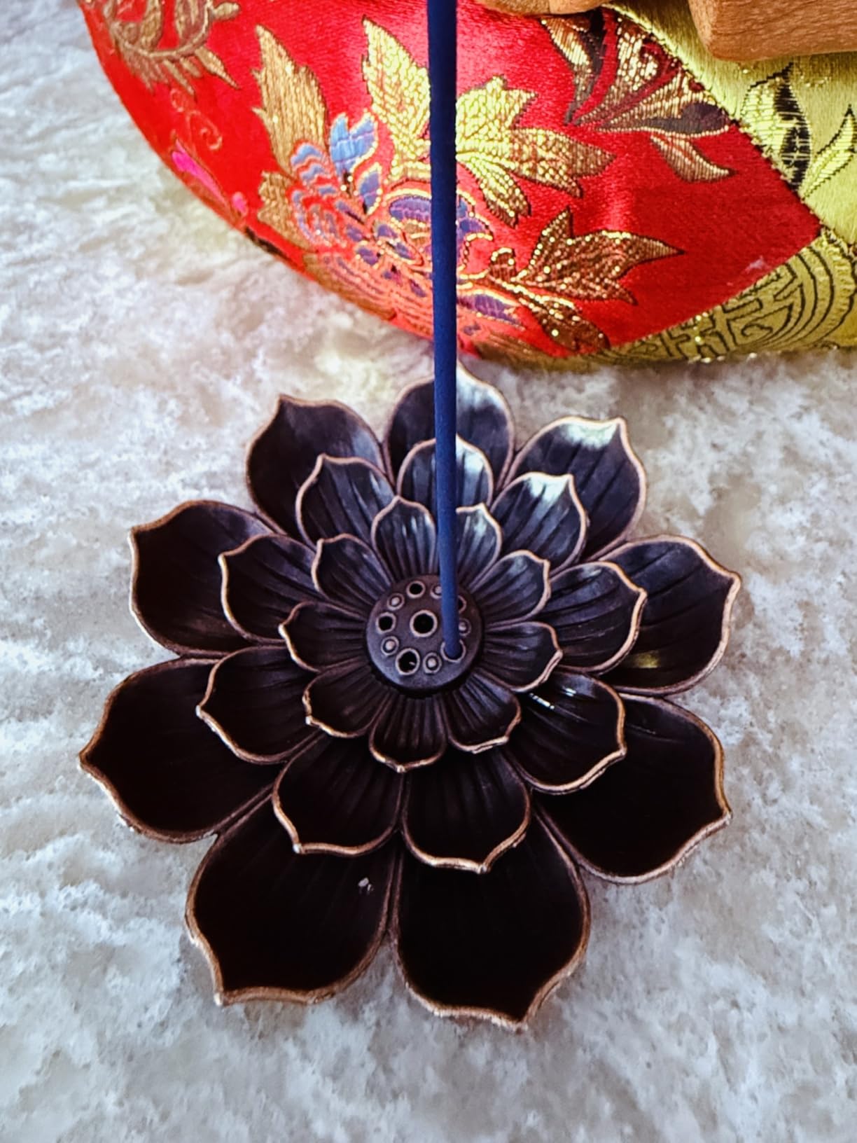 GARMOLY Incense Burner, Incense Holder for Sticks, Brass Lotus Incense Stick Holder and Detachable Ash Catcher customer photo 1