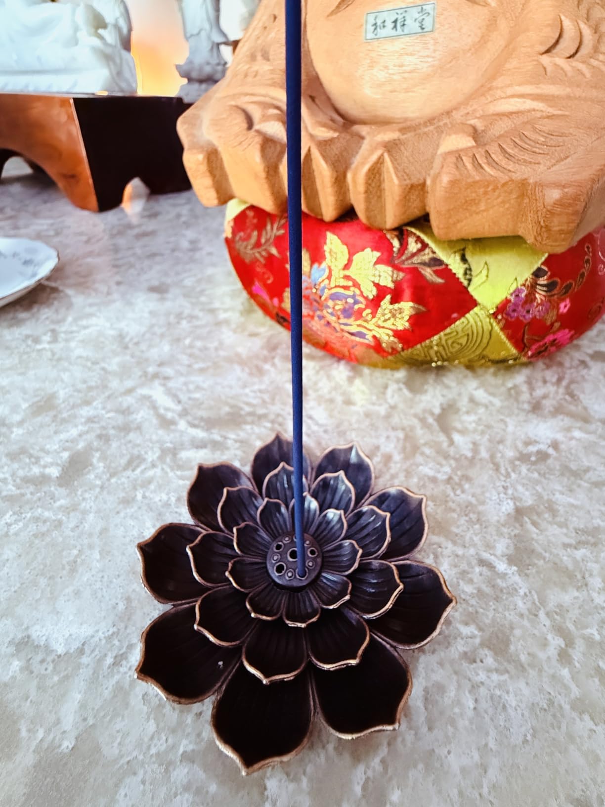 GARMOLY Incense Burner, Incense Holder for Sticks, Brass Lotus Incense Stick Holder and Detachable Ash Catcher customer photo 2