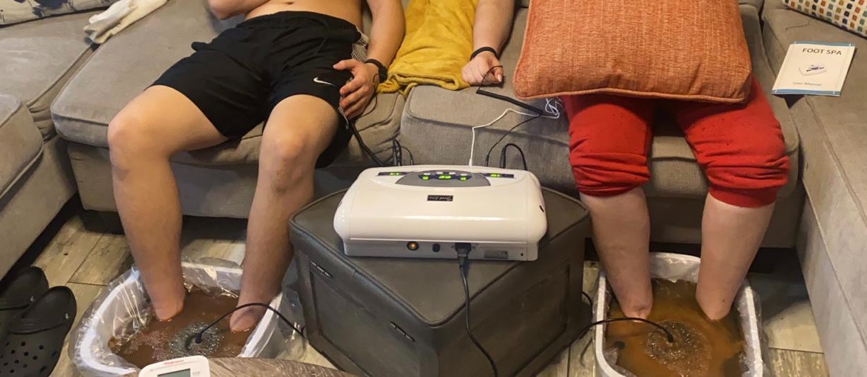 veicomtech Dual Ionic Foot Bath Detox Machine, Ion Detox Foot Bath Spa Cleanse System for 2 Users, Foot Detox Machine with MP3 Music Player, 2 Array, 2 Wrist Band, 5 Liners customer photo 2