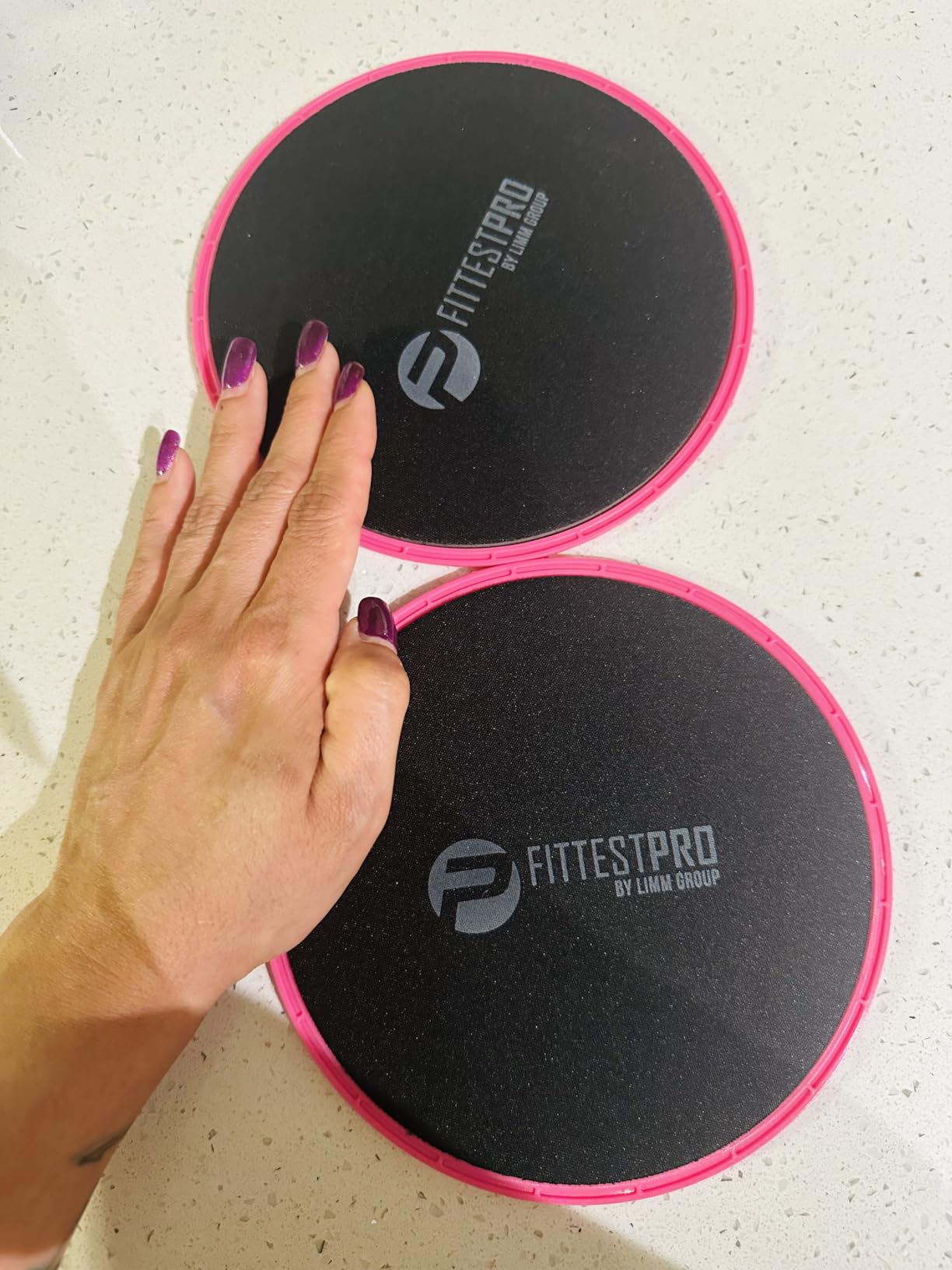 Limm Core Sliders for Working Out - Exercise Sliders Fitness, Stability, Ab, Legs & Full Body (Set of 2) - Bonus Carry Bag & Workout Ebook - Gym Gliding Disc Pads for Hardwood, Carpet & More customer photo 1