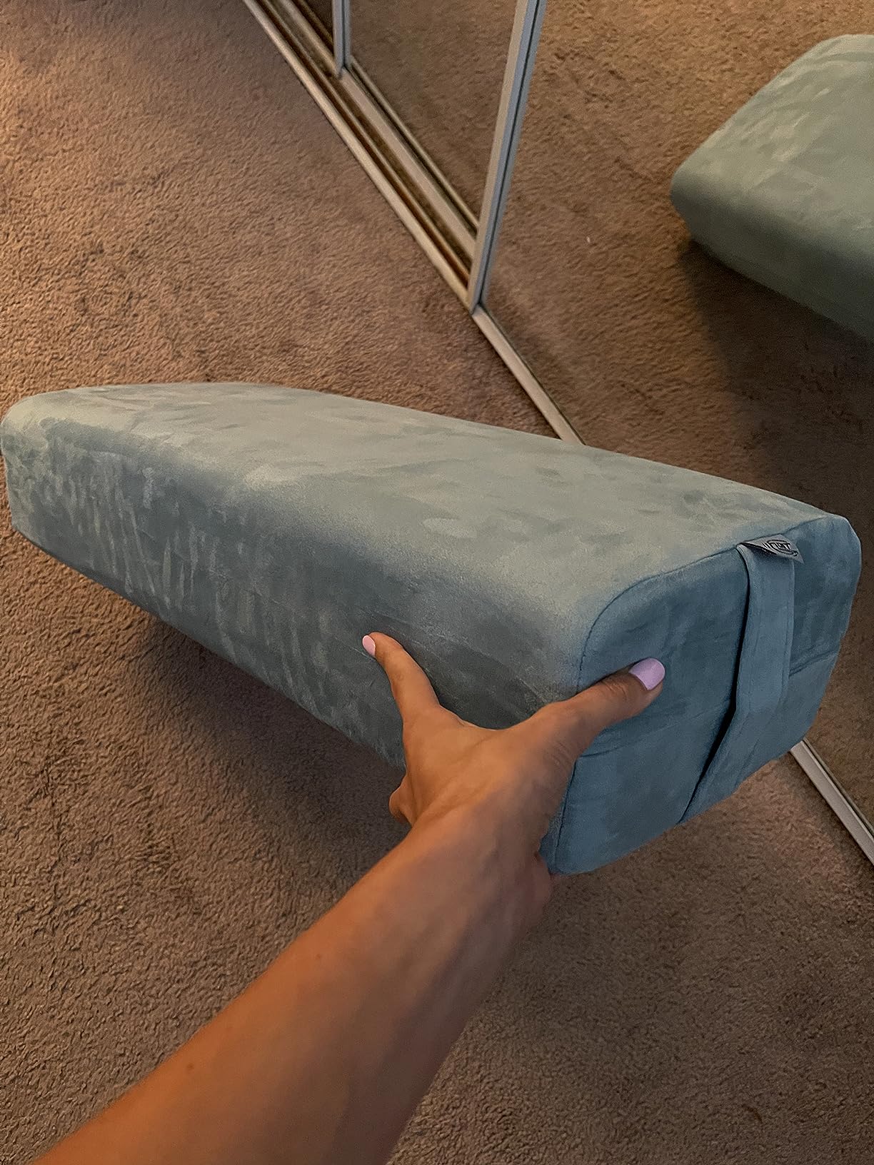 NGT new guide steps Yoga Bolster Pillow for Meditation and Support - Rectangular Yoga Cushion Foam Wedges Washable Suede Pillowcase for Men and Women with Carry Handles customer photo 2