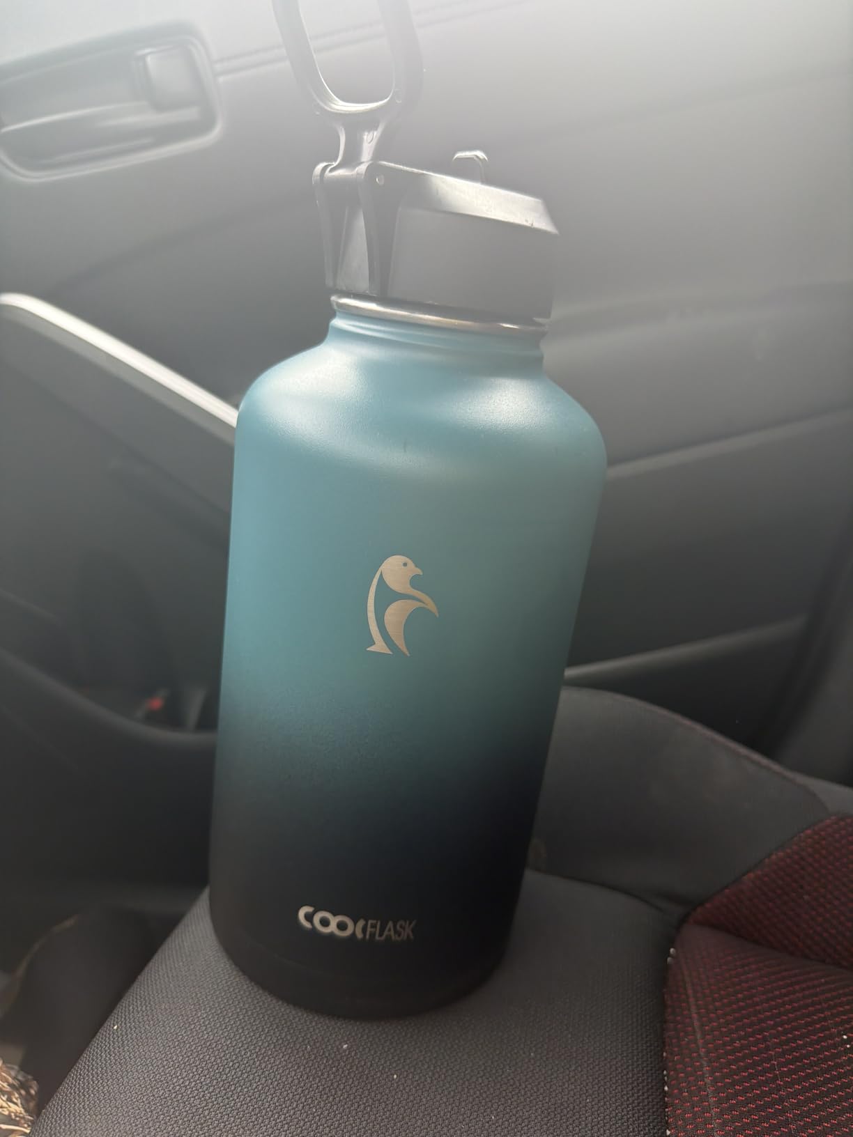 Half Gallon Water Bottle Insulated with Straw & 3 Lids, Coolflask 64 oz Water Jug Large Metal Stainless Steel Wide Mouth for Sports, Gym or Office, Non-BPA Keep Cold 48H Hot 24H, Samurai Cyan customer photo 1