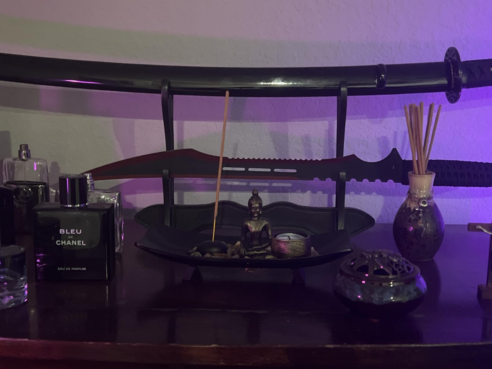 Jovivi Zen Garden Set Buddha Statue w/Tealight Candle Holder, Rocks & Incense Burner Holder & Wood Tray for Yoga Meditation Home Table Decor Gift customer photo 1
