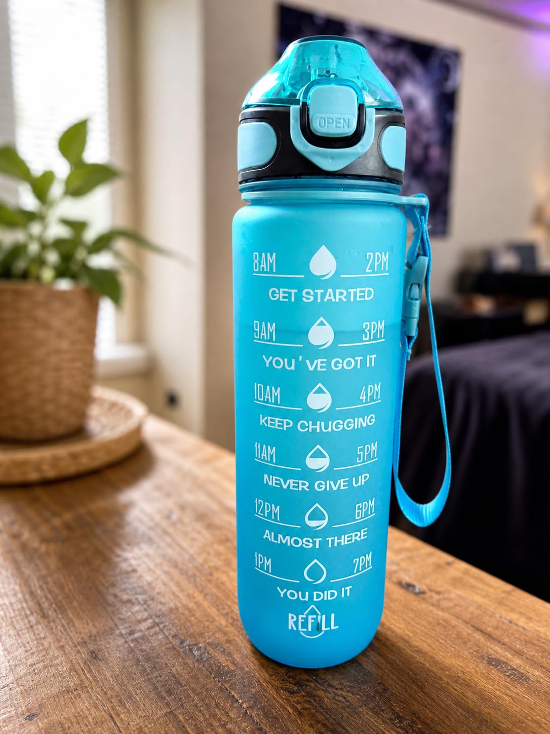 Enerbone 32 oz Drinking Water Bottle with Times to Drink and Straw, Motivational with Carrying Strap, Leakproof BPA & Toxic Free, Ensure You Drink Enough Water for Fitness Gym Outdoor customer photo 1