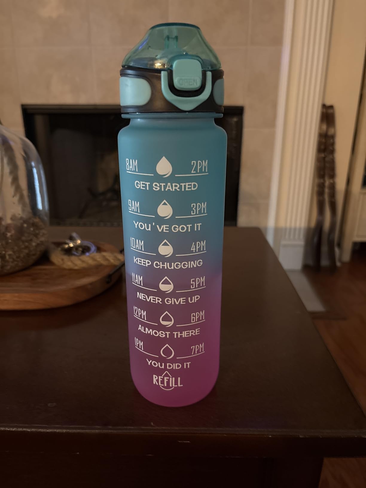 Enerbone 32 oz Drinking Water Bottle with Times to Drink and Straw, Motivational with Carrying Strap, Leakproof BPA & Toxic Free, Ensure You Drink Enough Water for Fitness Gym Outdoor customer photo 2