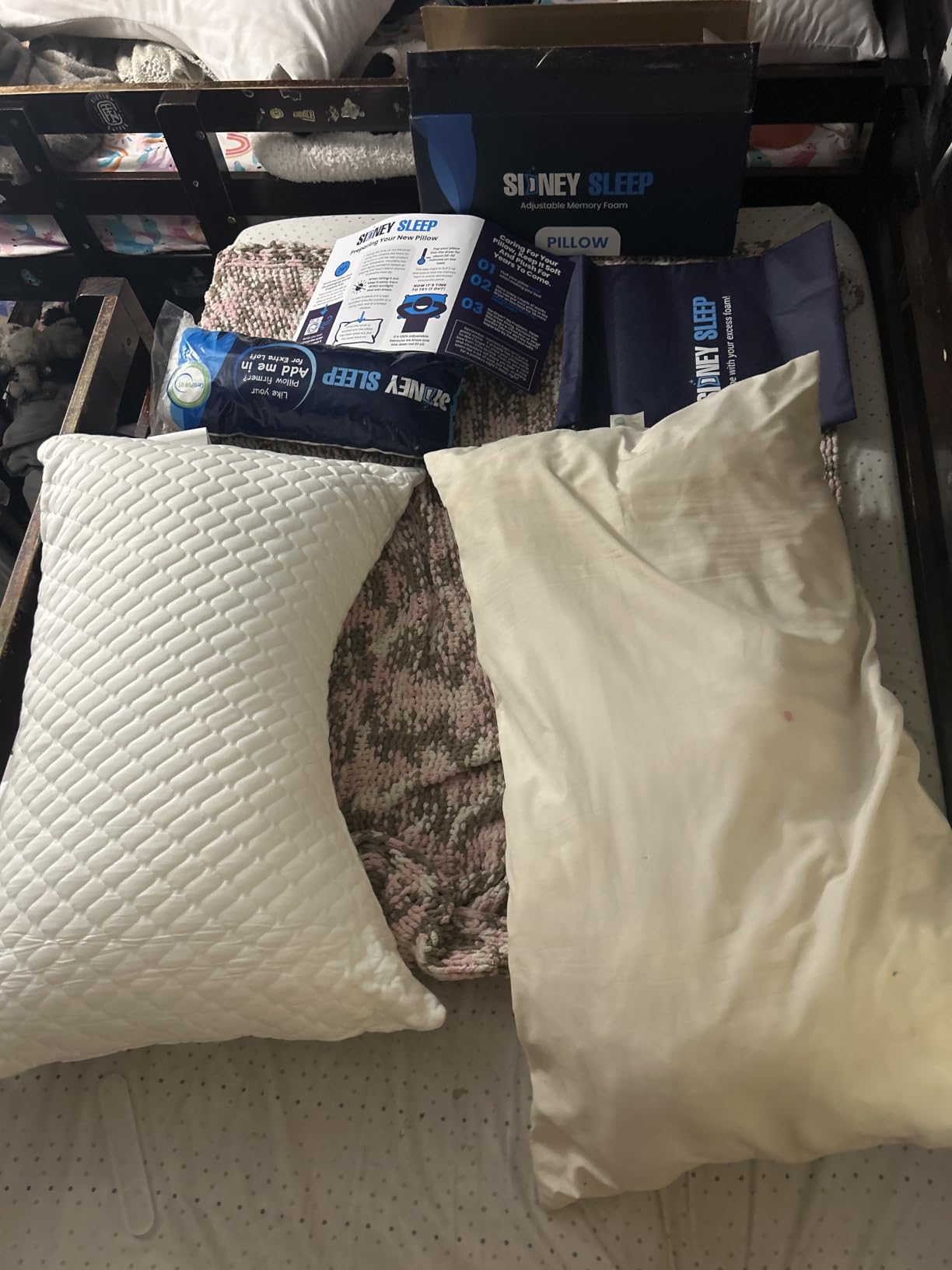 Sidney Sleep Adjustable Curved Pillows for Neck and Shoulder Support with Extra Shredded Fill - Cervical Contour Pillow for Side and Back Sleepers - Queen Size CertiPUR-US Certified (White) customer photo 1