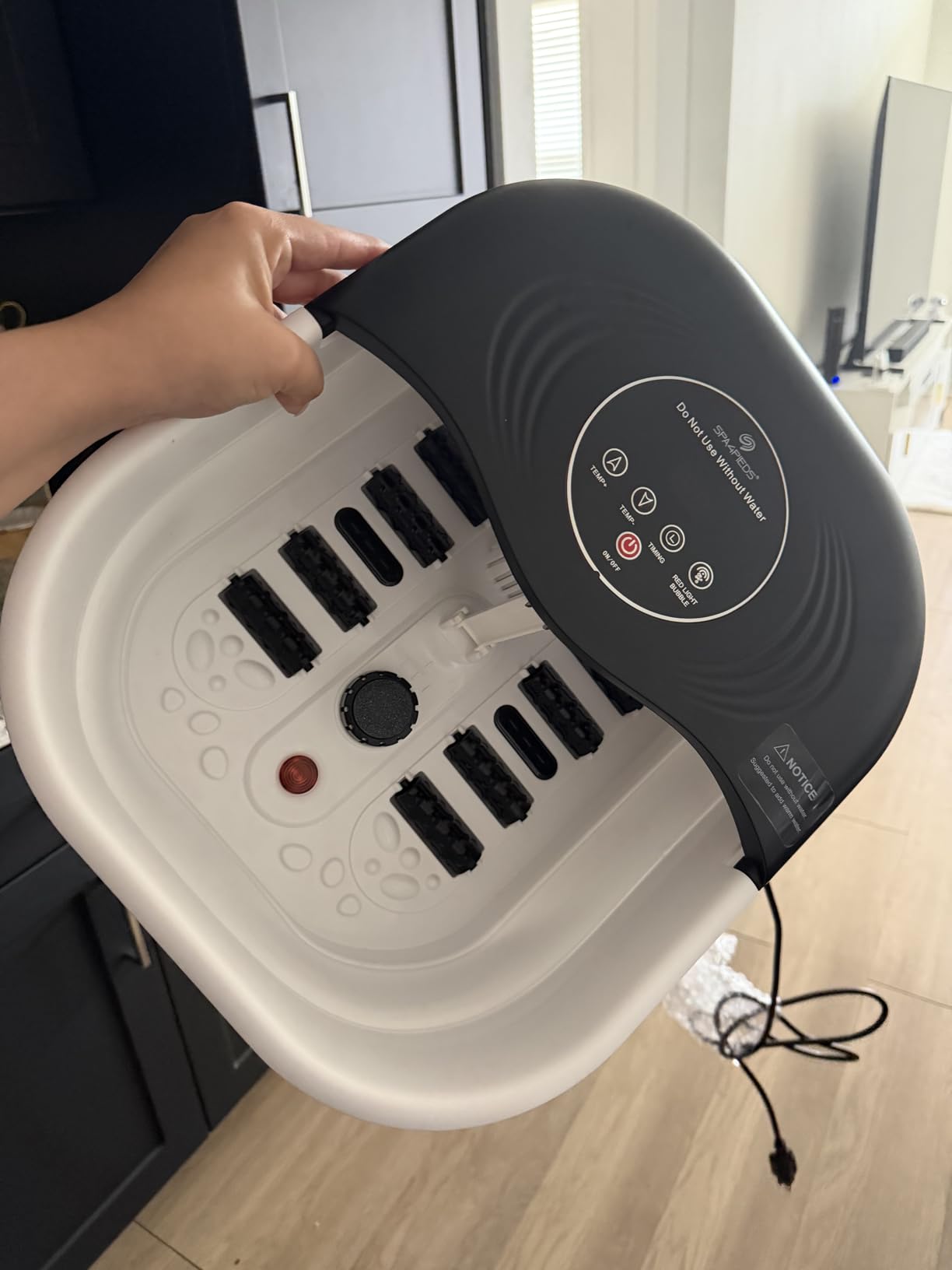 SPA4PIEDS Foot Spa Bath Massager with Heat, Bubble Jets, Red Light & Timer, Pedicure Foot Spa with 95-118F Temperature Control, 8 Shiatsu Rollers, Pumice Stone, Gift for Women,Men,Dad customer photo 1