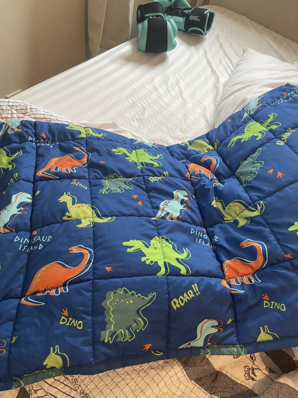 Kivik Weighted Blanket 3lbs, Blue Dinosaur Weighted Blankets, Cute Small Weighted Blankets 3 Pounds, Washable Soft Heavy Blanket Throw for All-Season, 36x48 Inches Blue customer photo 1
