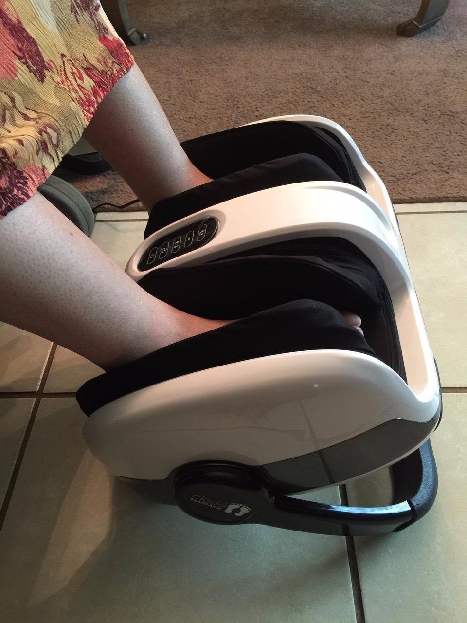 Cloud Massage Shiatsu Foot Massager with Heat - Deep Kneading & Compression, Adjustable Intensity, Multi-Mode Leg and Foot Massager with Remote Control, Anti-Slip Base - Standard Size, White customer photo 2