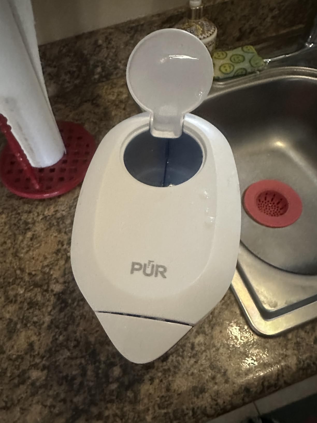PUR 7-Cup Water Filter Pitcher, Cleaner, Great-Tasting Water, Dishwasher Safe, Powerful, Faster Filtration, LockFit Cap Design - White customer photo 2