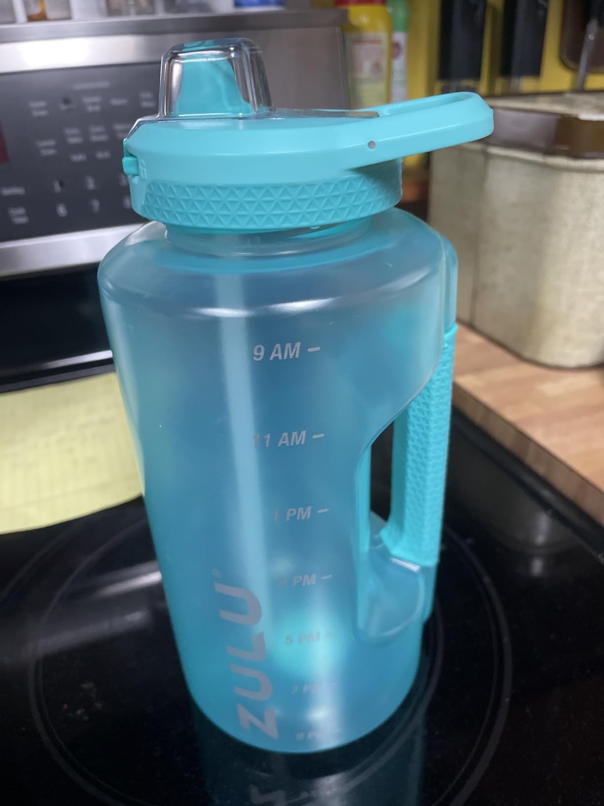 ZULU Goals 64oz Half Gallon Plastic Water Bottle with Straw and Time Marker | Large Reusable Jug with Handle and Leak Proof Lid for All Day Hydration, Gym and Outdoors, Gift Ready, Violet customer photo 1