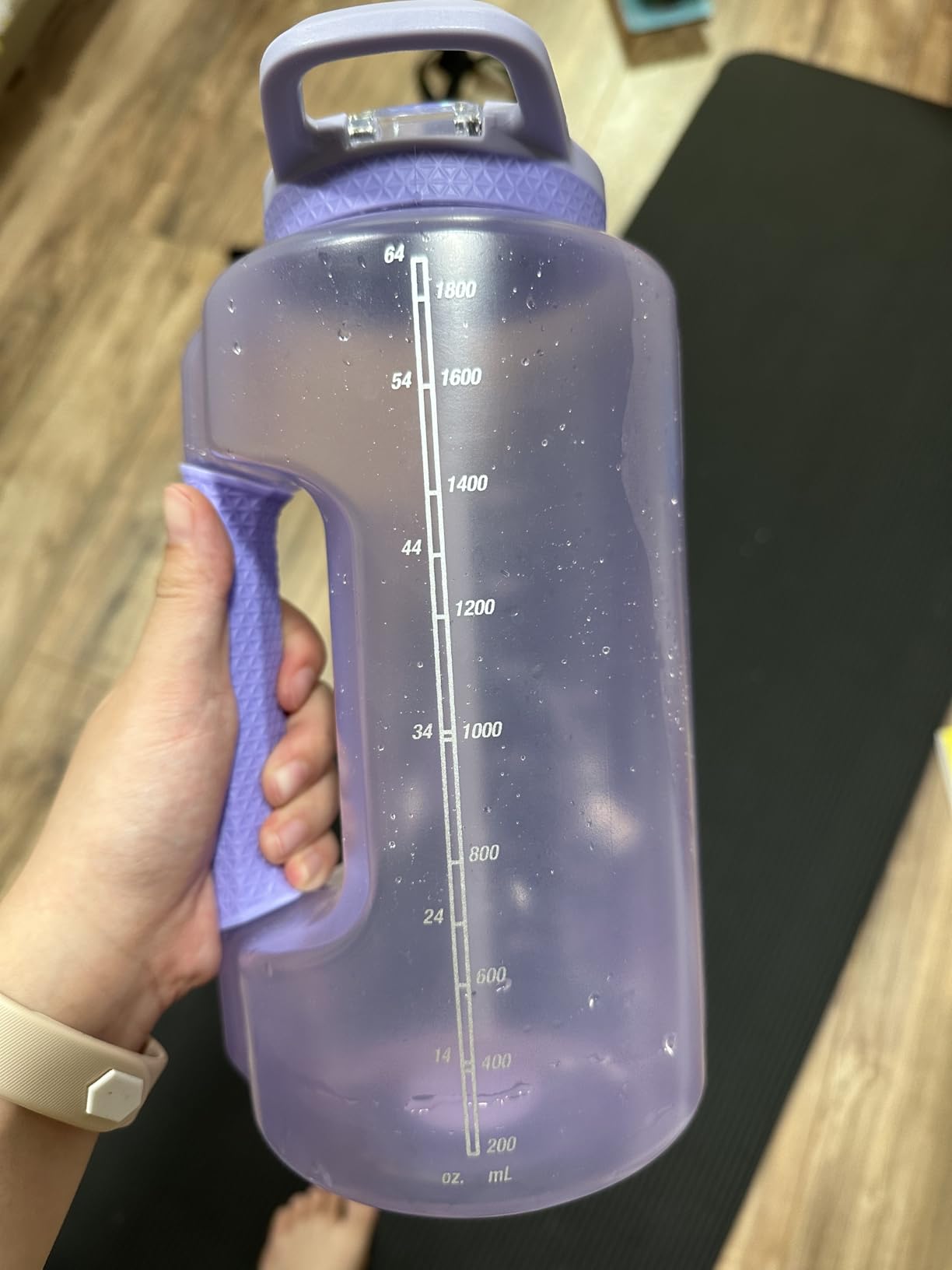 ZULU Goals 64oz Half Gallon Plastic Water Bottle with Straw and Time Marker | Large Reusable Jug with Handle and Leak Proof Lid for All Day Hydration, Gym and Outdoors, Gift Ready, Violet customer photo 2