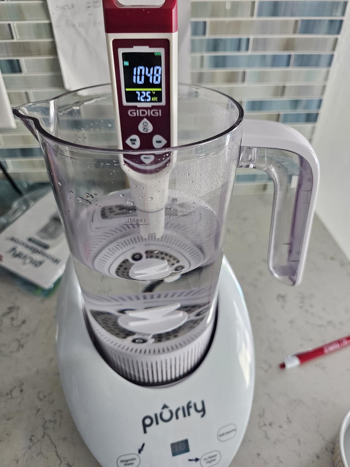 PIURIFY 3 in 1 Hydrogen Water Machine: Hydrogen Water Generator + Vortex Structured Water + Calcium Sulfite Filter | SPE/PEM Hydrogen Water Pitcher with Magnetic Water | BPA-Free Tritan | 50 OZ customer photo 2